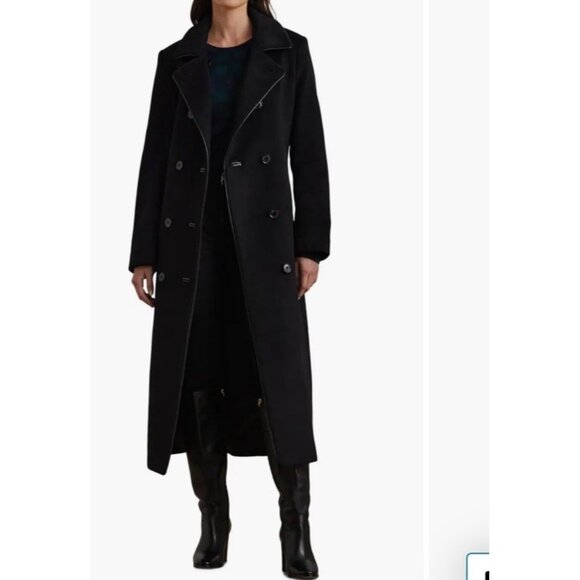 Lauren Ralph Lauren Jackets & Blazers - Lauren Ralph Lauren Womens 10 Black Double Breasted Belted Trench Coat NWT $360